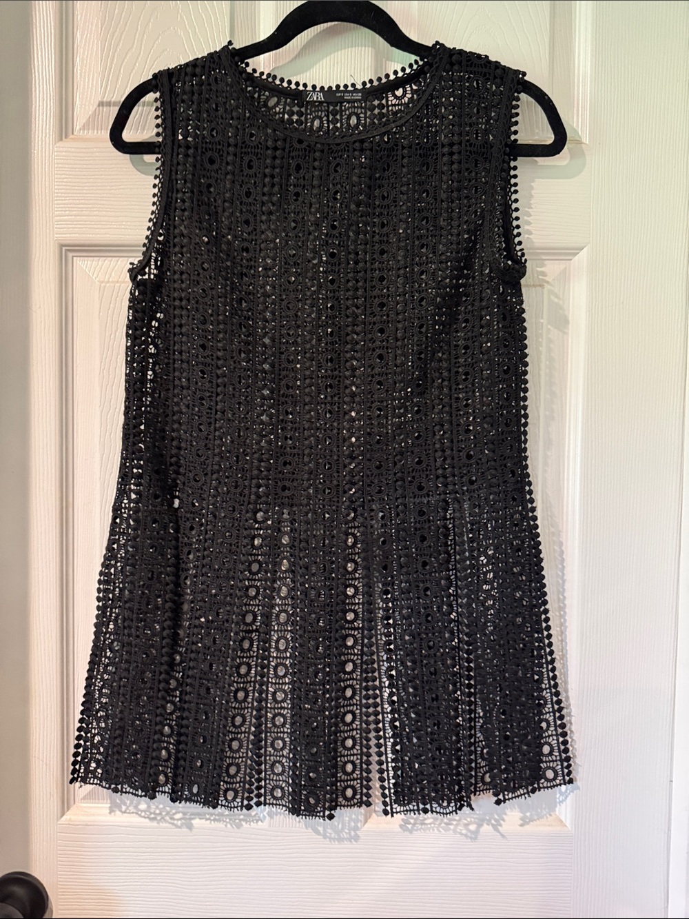 Zara Black Sleeveless Crochet Top/Tunic